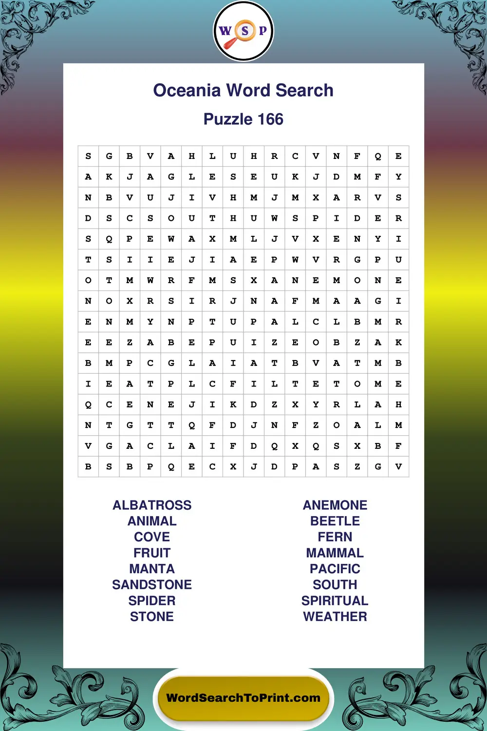 Oceania Word Search Puzzle 166