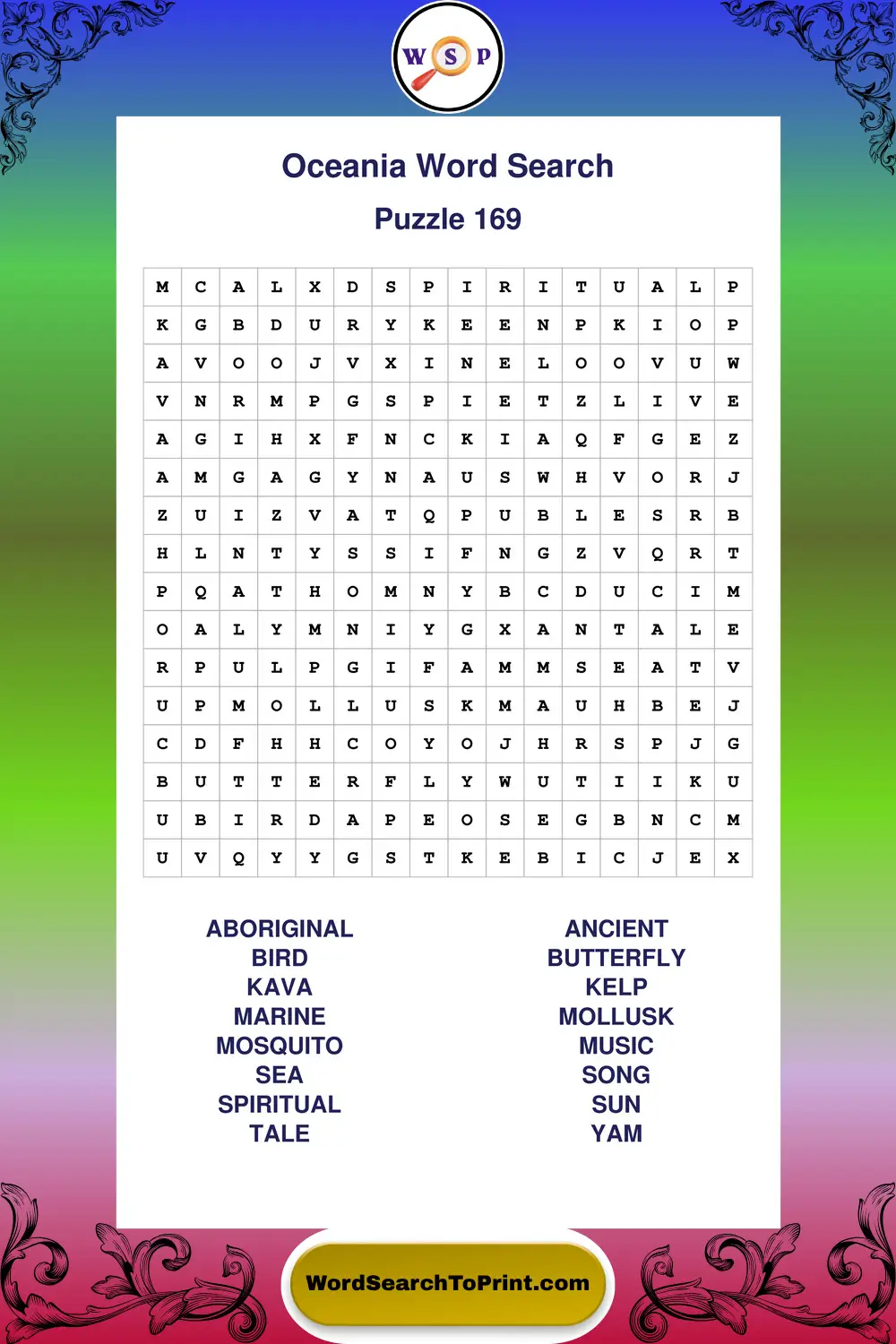 Oceania Word Search Puzzle 169