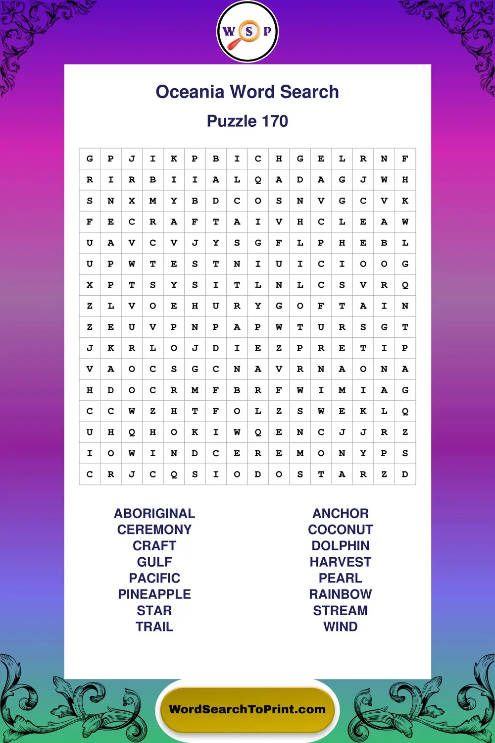 Oceania Word Search Puzzle 170