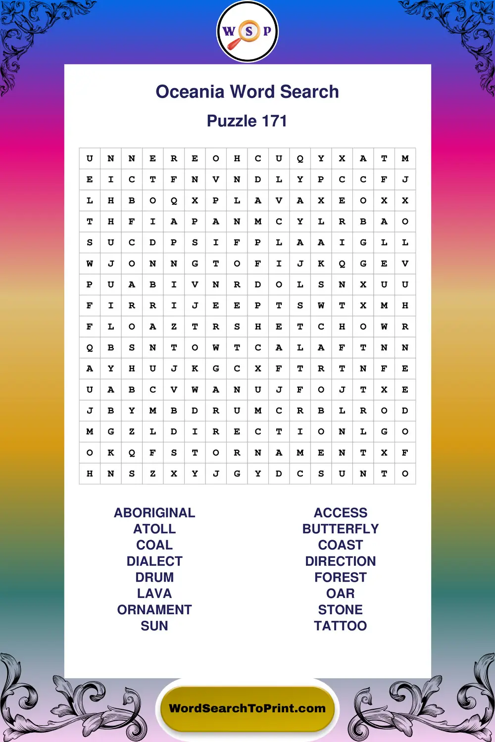 Oceania Word Search Puzzle 171