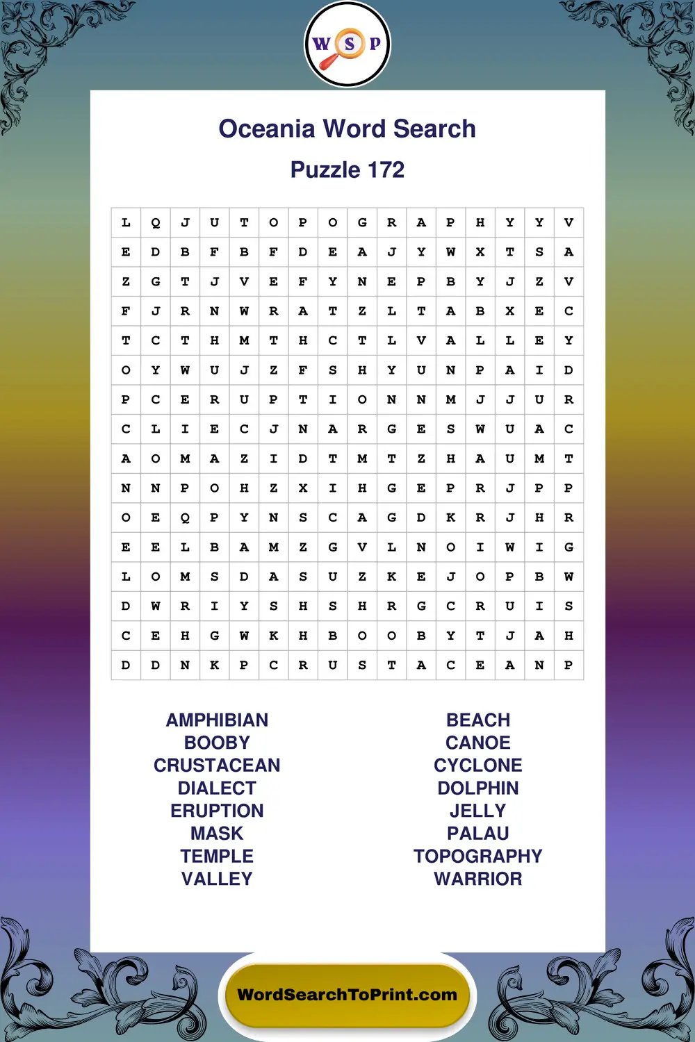 Oceania Word Search Puzzle 172