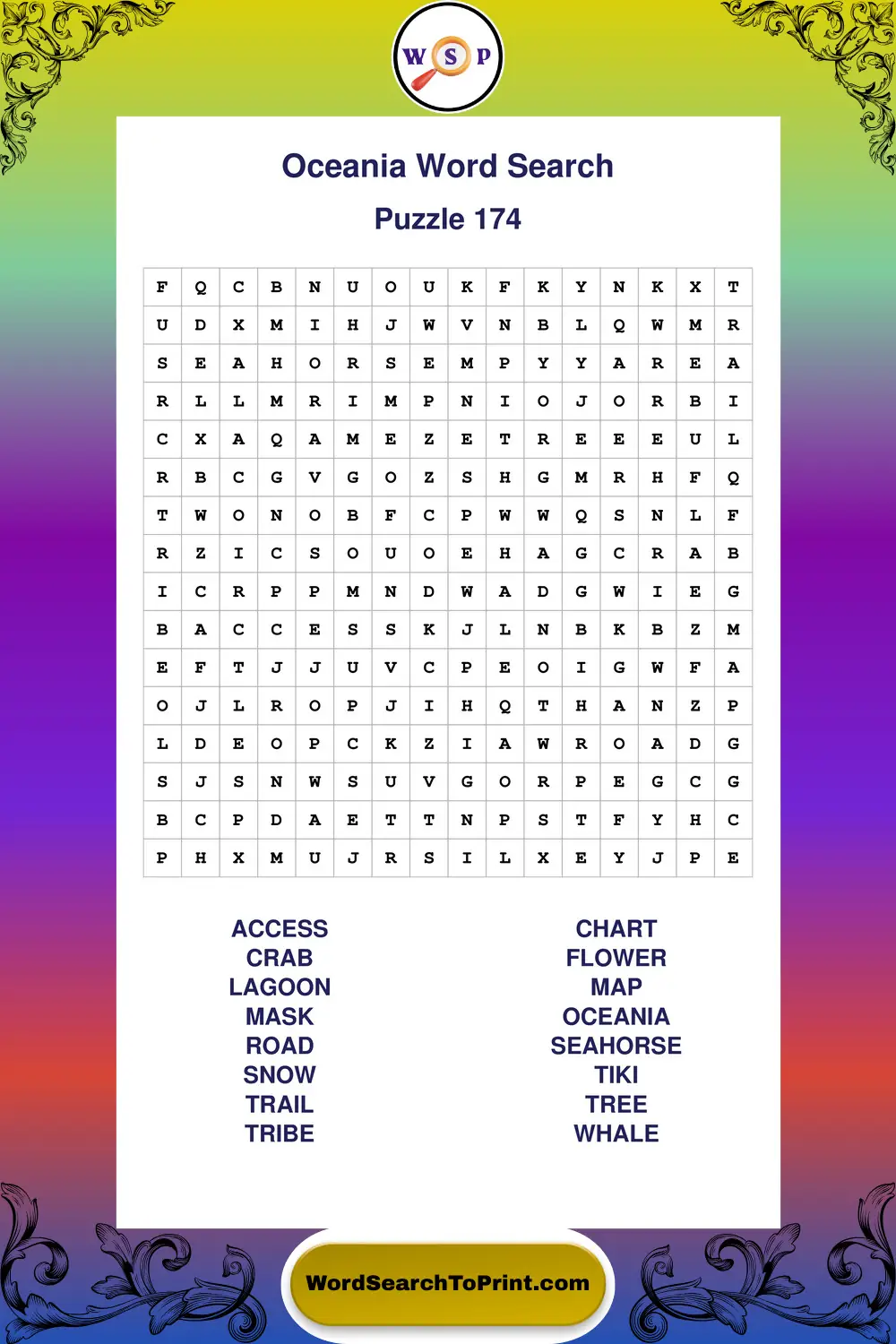 Oceania Word Search Puzzle 174