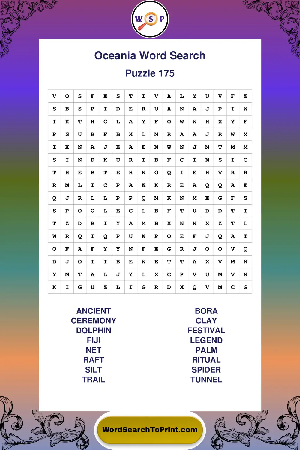 Oceania Word Search Puzzle 175
