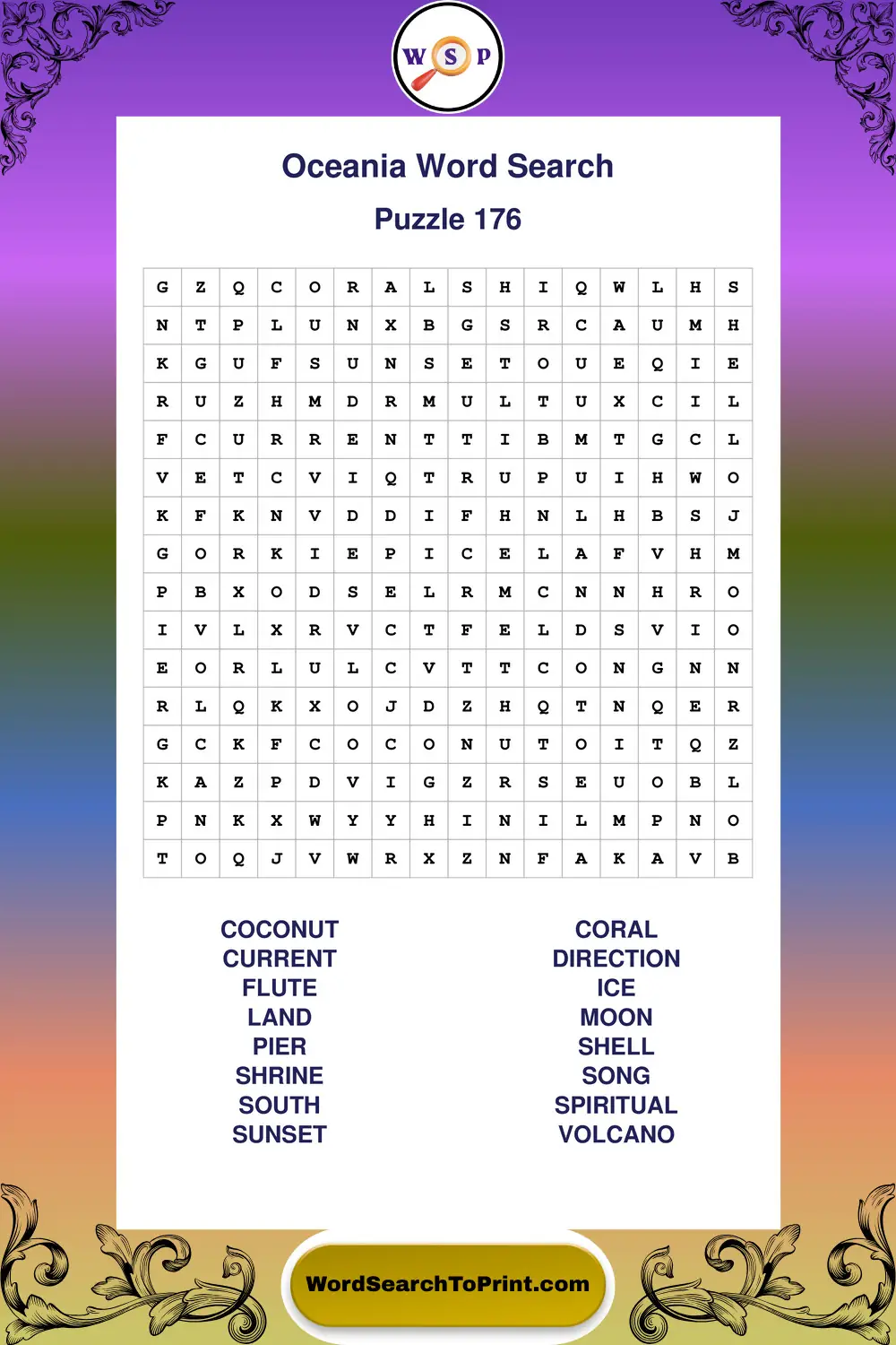 Oceania Word Search Puzzle 176