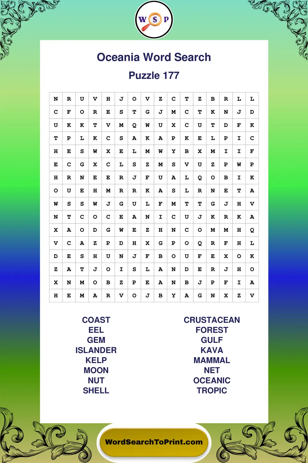 Oceania Word Search Puzzle 177