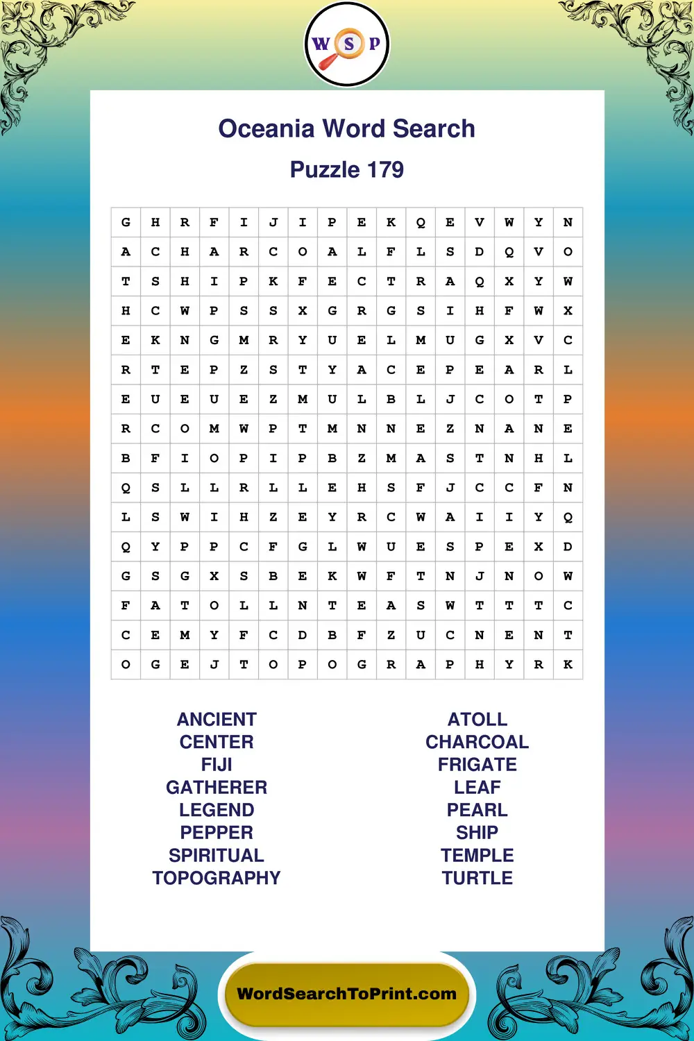 Oceania Word Search Puzzle 179