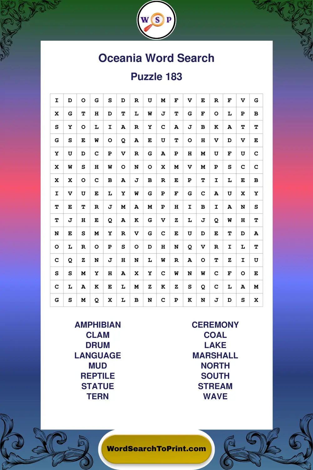 Oceania Word Search Puzzle 183
