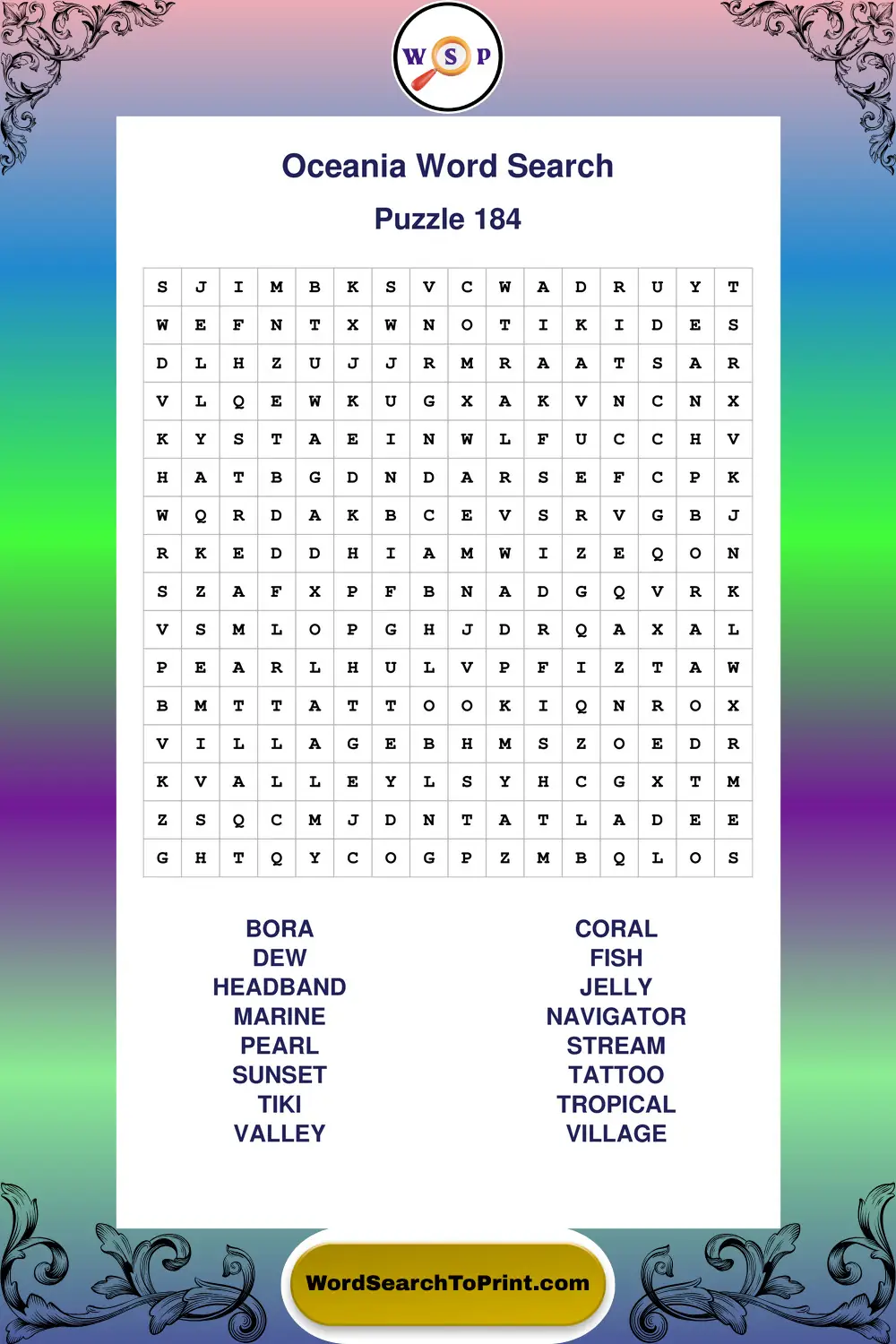 Oceania Word Search Puzzle 184