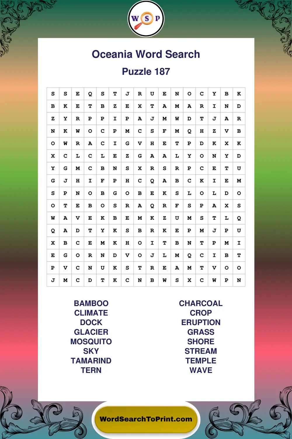 Oceania Word Search Puzzle 187