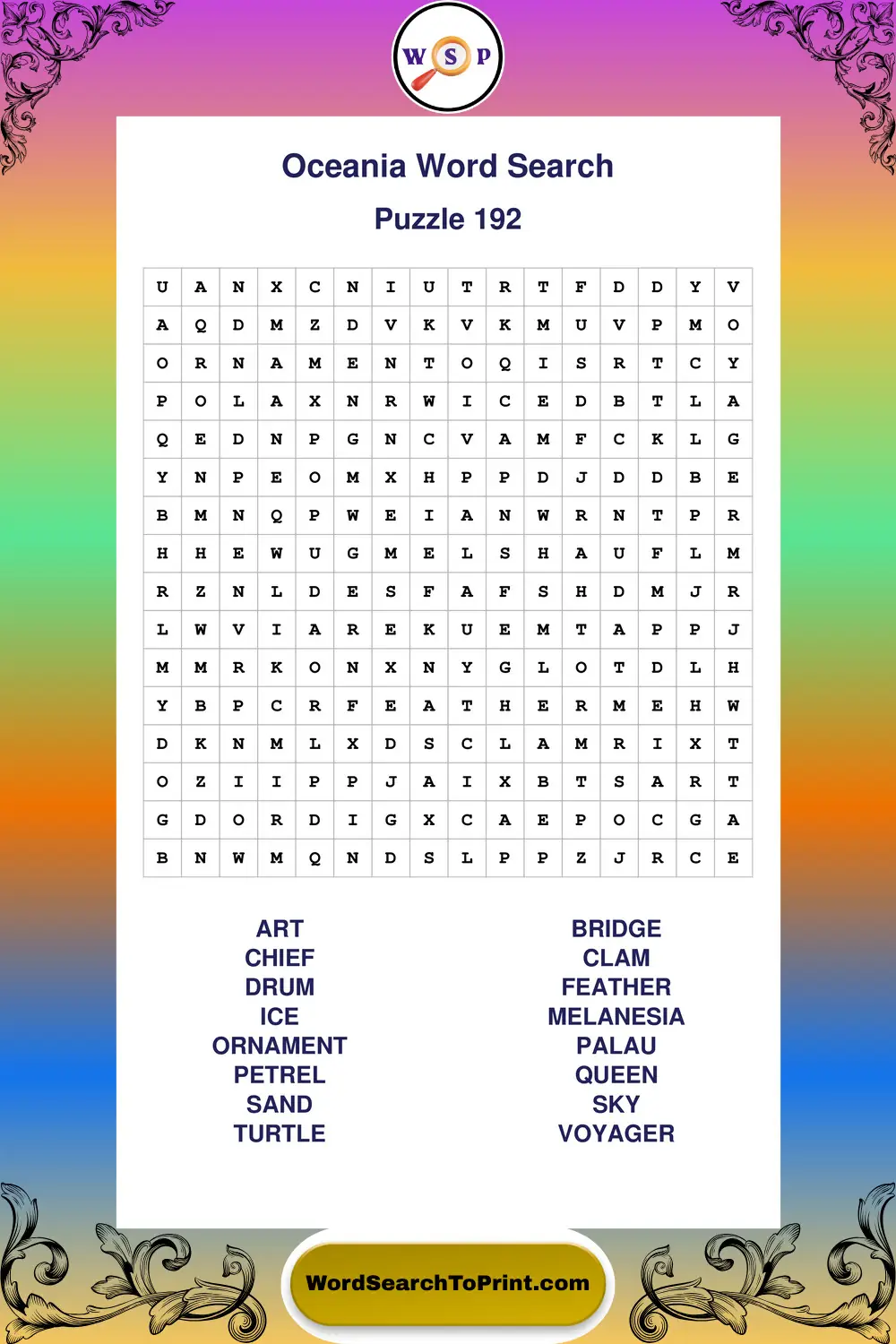 Oceania Word Search Puzzle 192