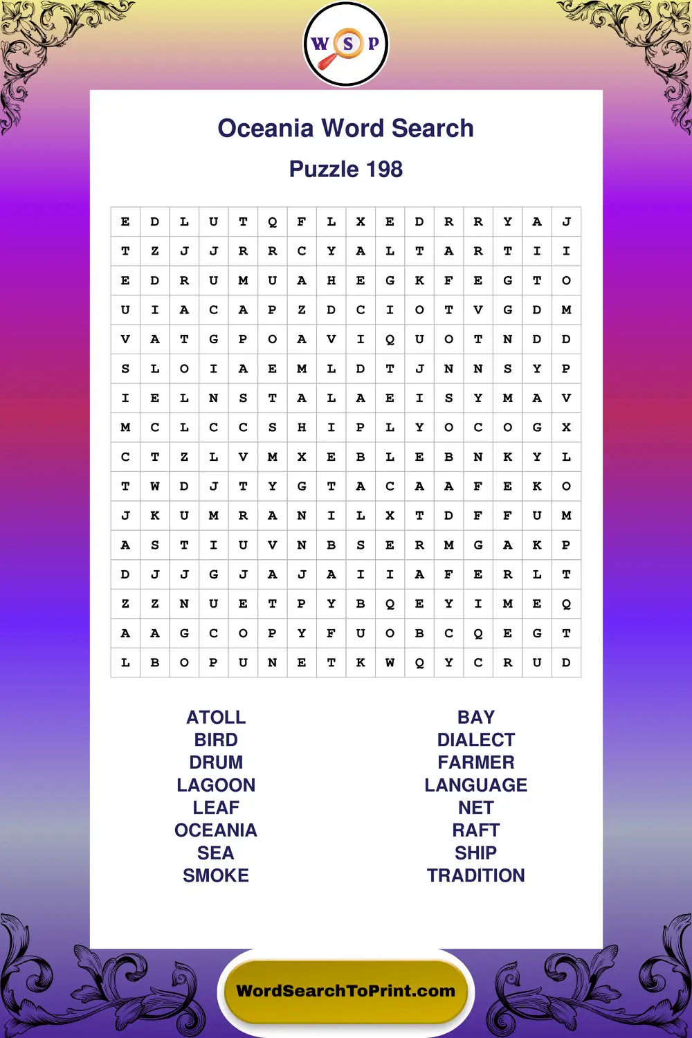 Oceania Word Search Puzzle 198