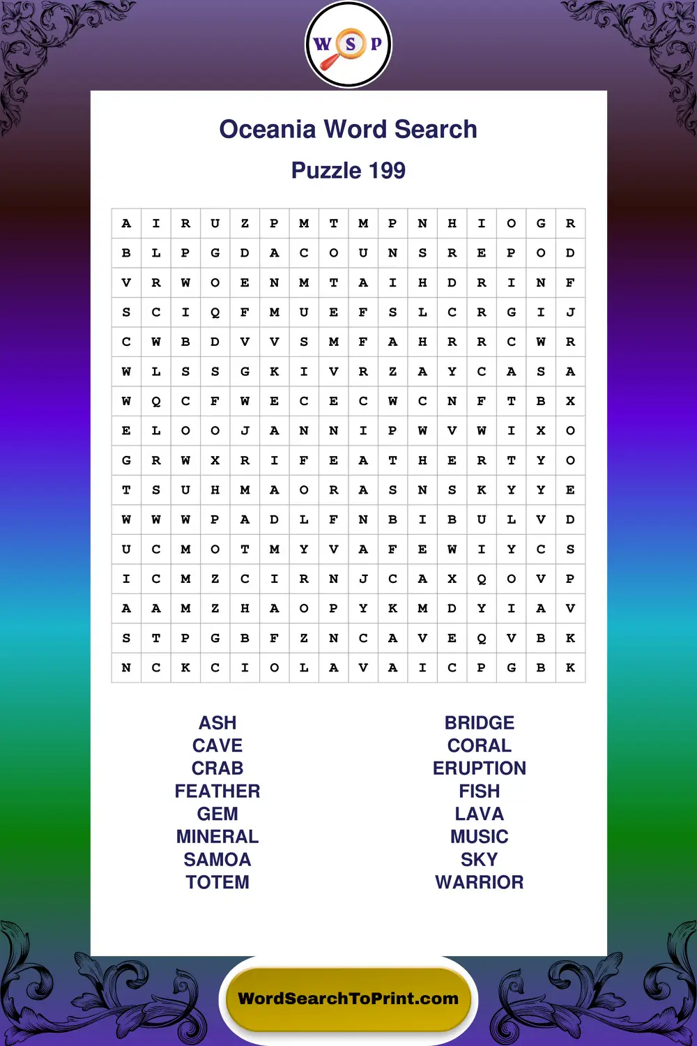 Oceania Word Search Puzzle 199