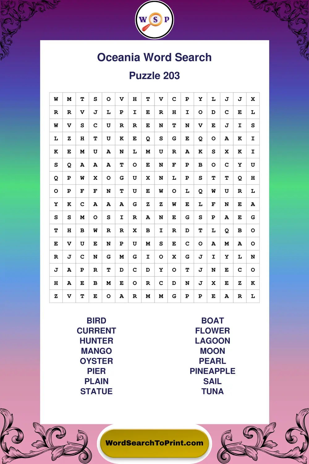 Oceania Word Search Puzzle 203
