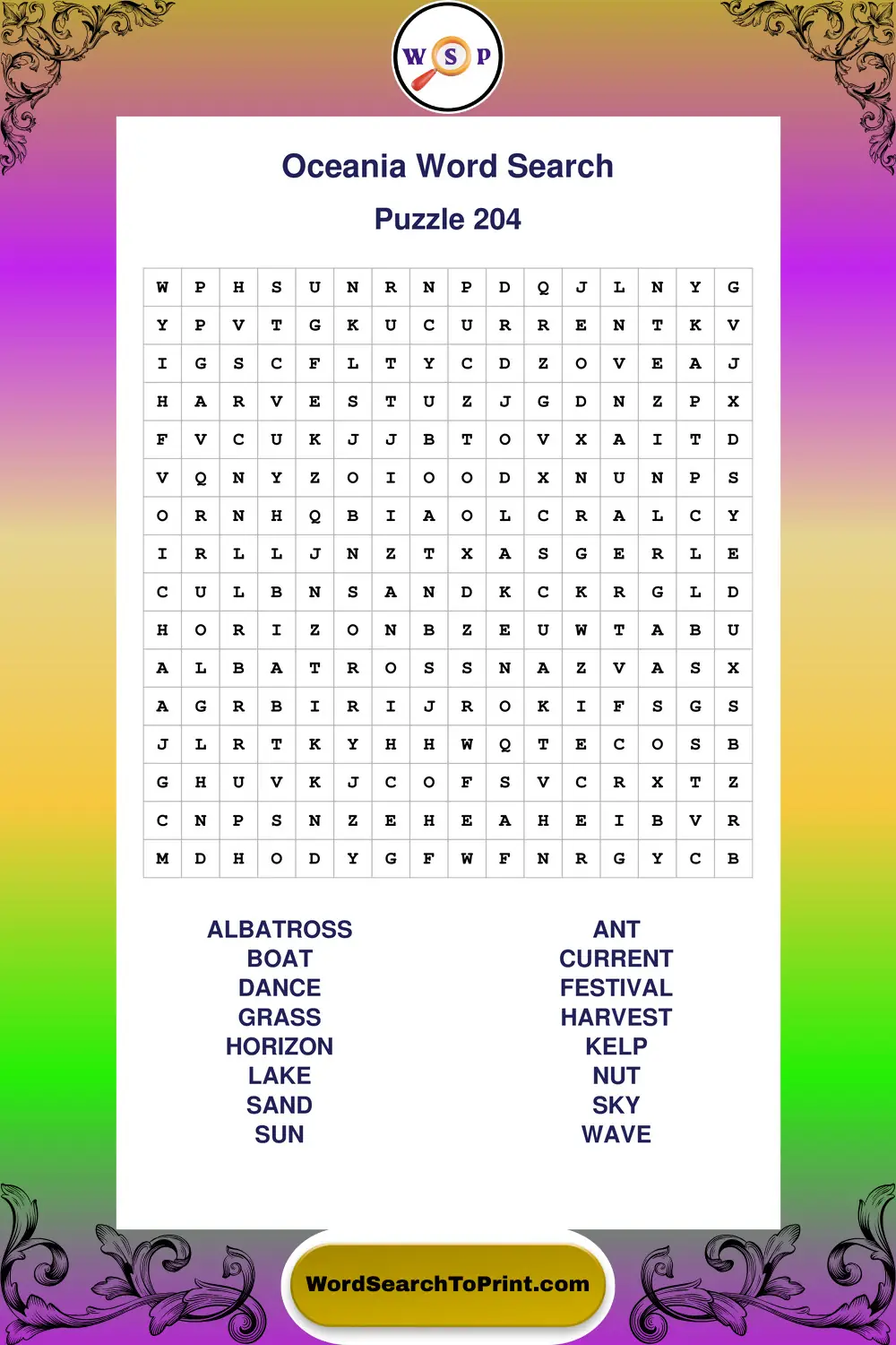 Oceania Word Search Puzzle 204