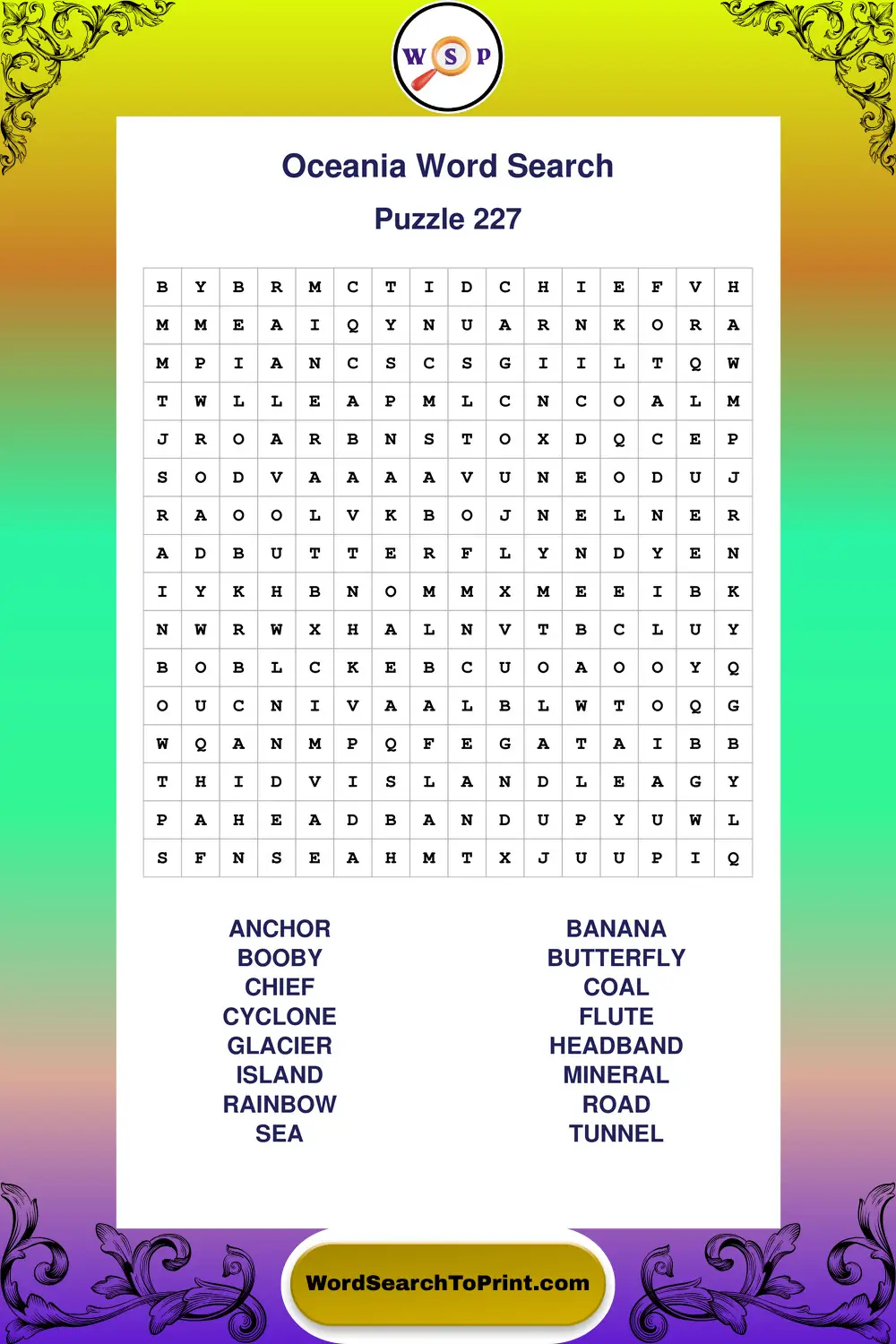 Oceania Word Search Puzzle 227