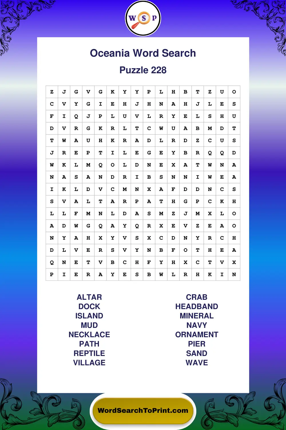 Oceania Word Search Puzzle 228