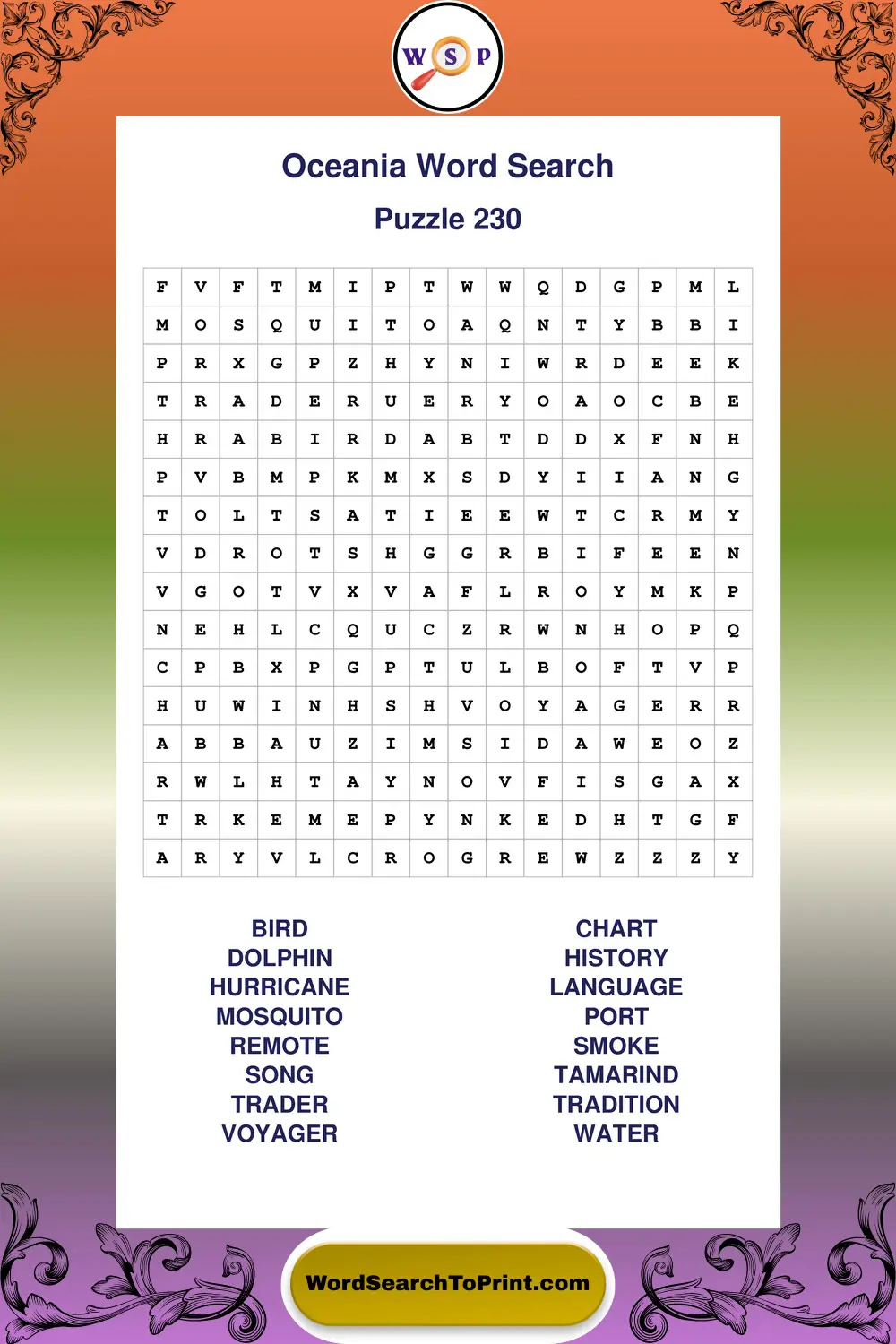 Oceania Word Search Puzzle 230