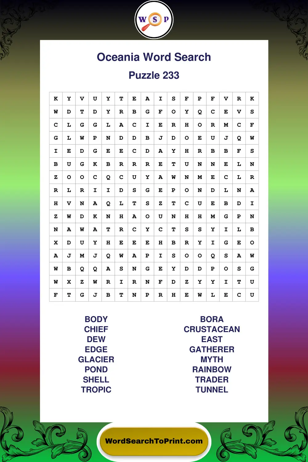 Oceania Word Search Puzzle 233