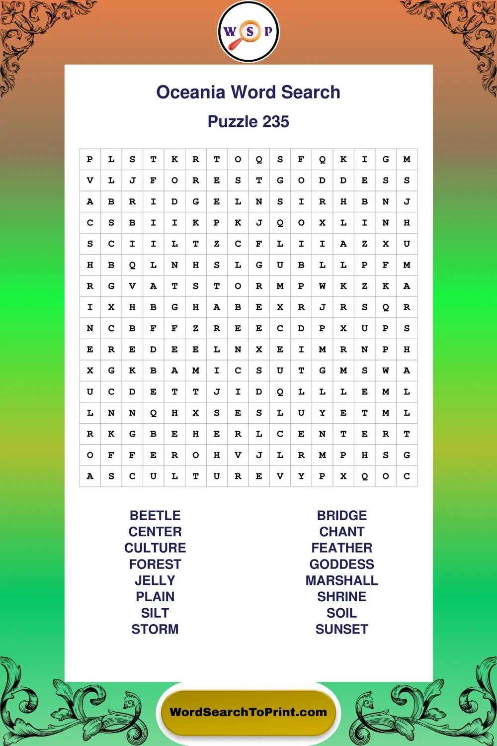 Oceania Word Search Puzzle 235