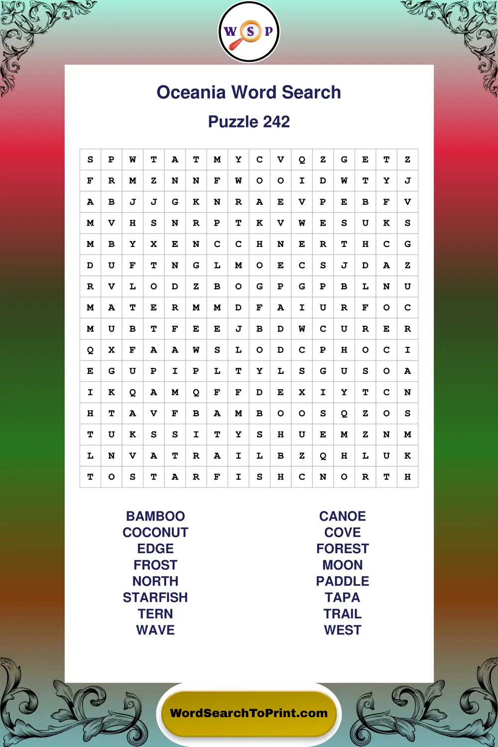 Oceania Word Search Puzzle 242