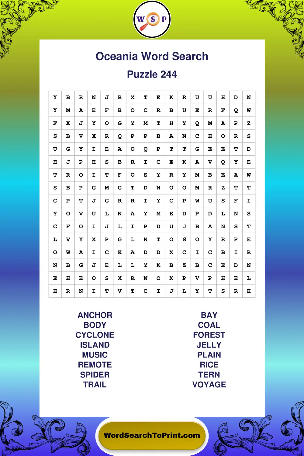 Oceania Word Search Puzzle 244