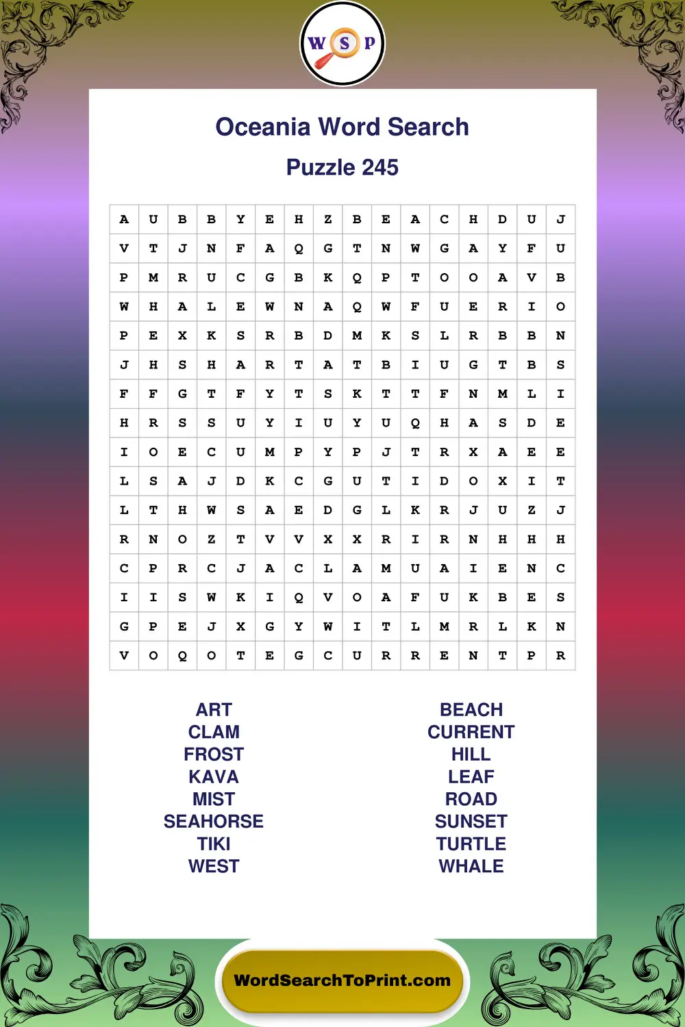 Oceania Word Search Puzzle 245
