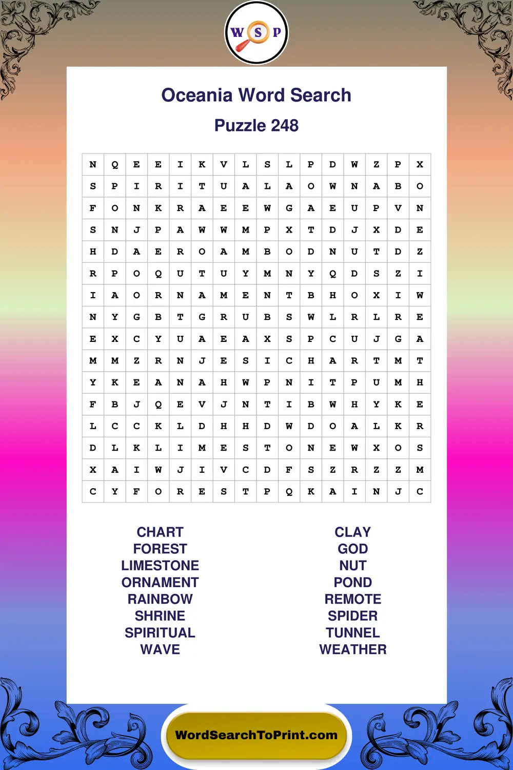 Oceania Word Search Puzzle 248