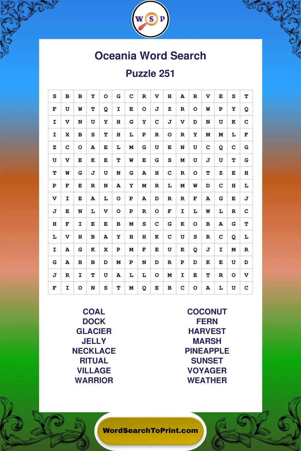 Oceania Word Search Puzzle 251