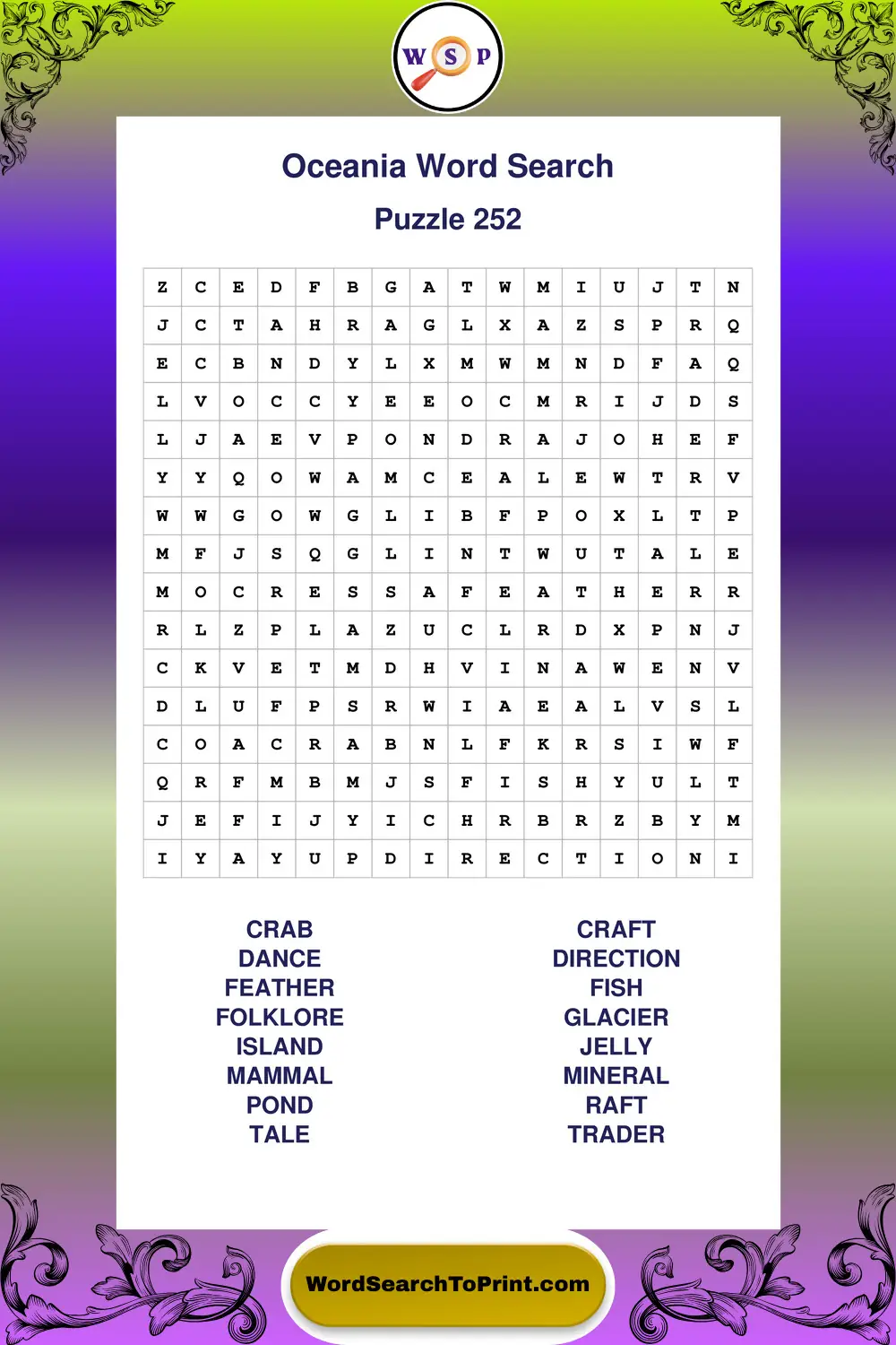 Oceania Word Search Puzzle 252
