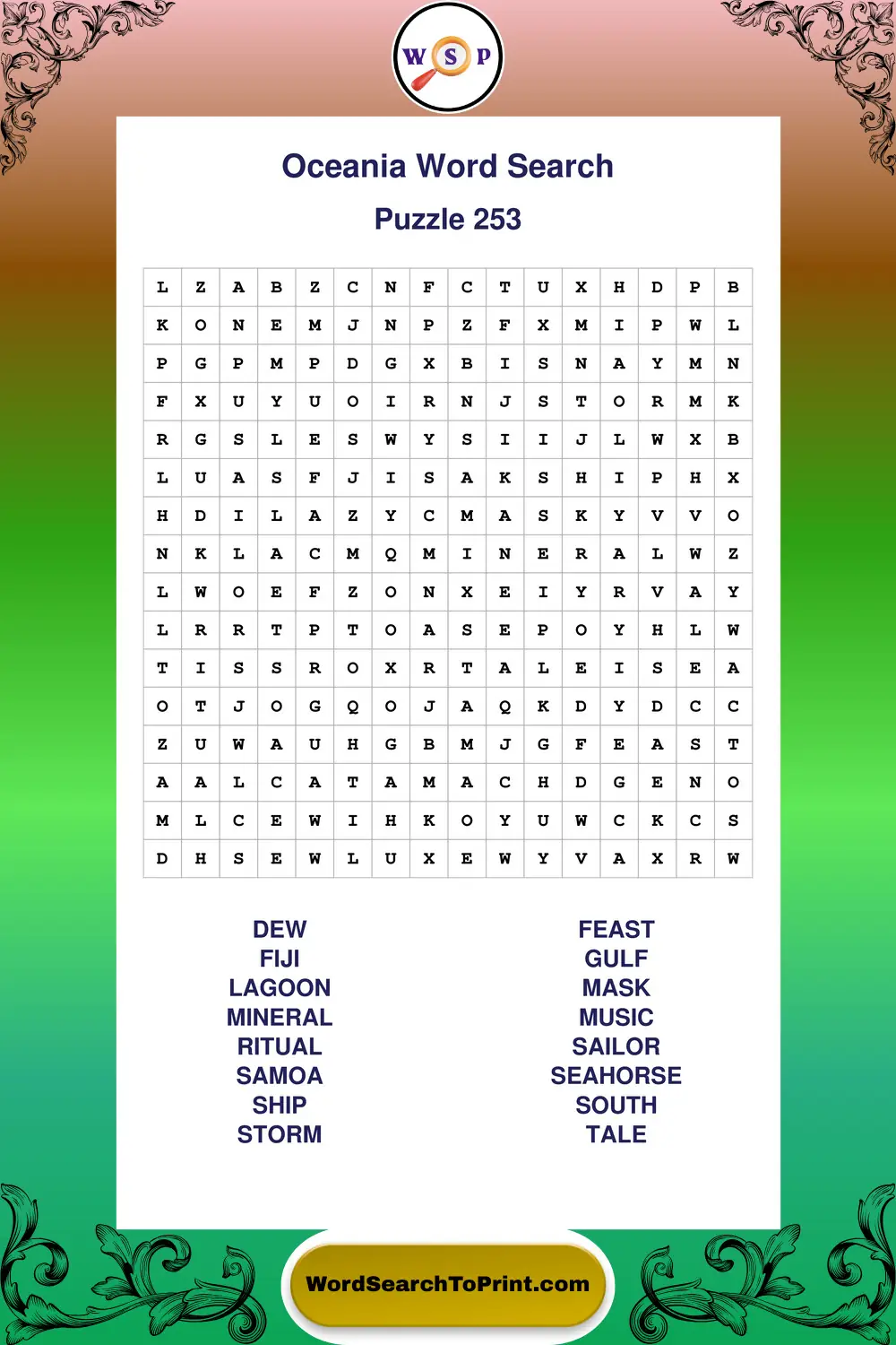 Oceania Word Search Puzzle 253