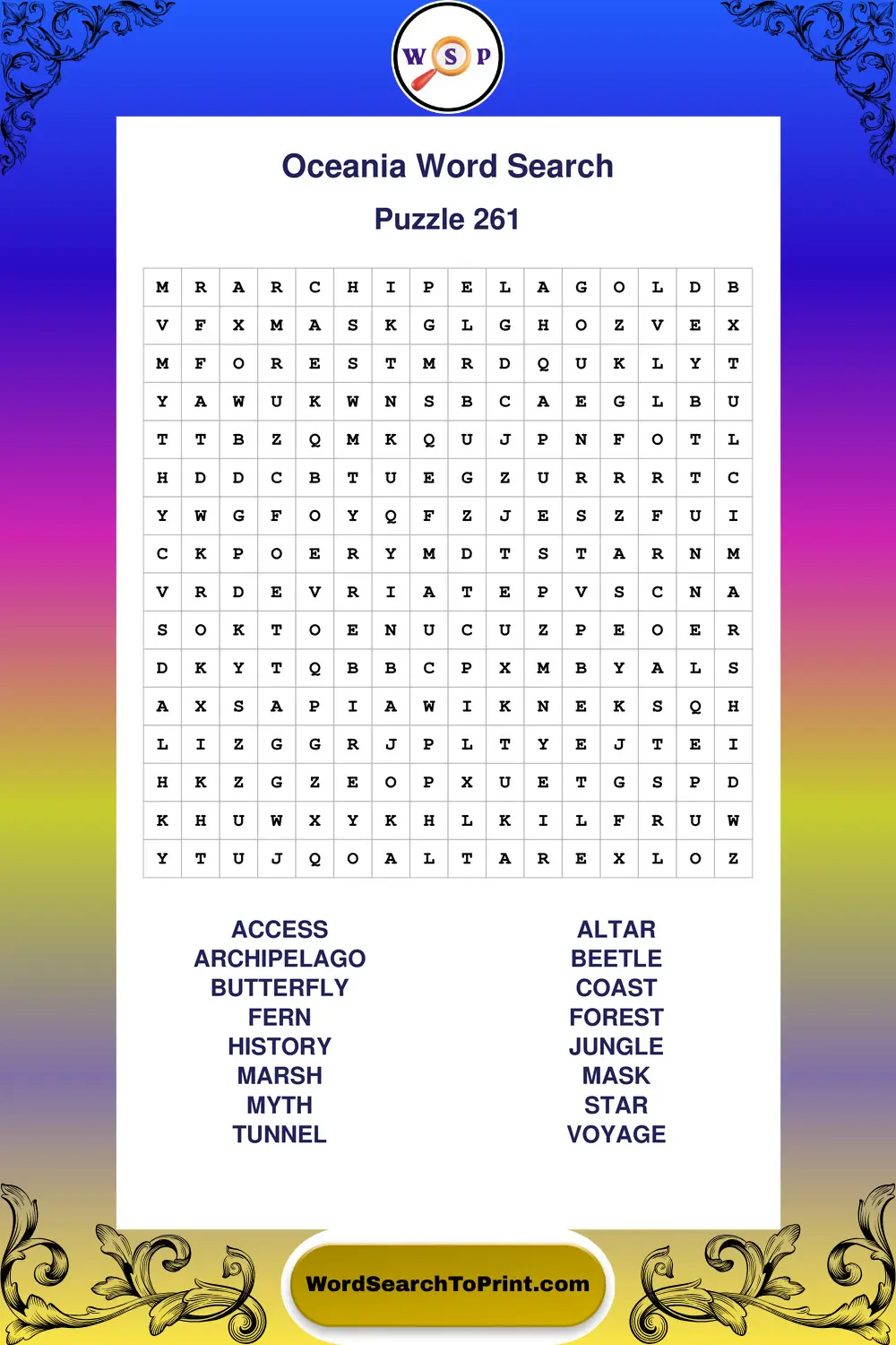 Oceania Word Search Puzzle 261