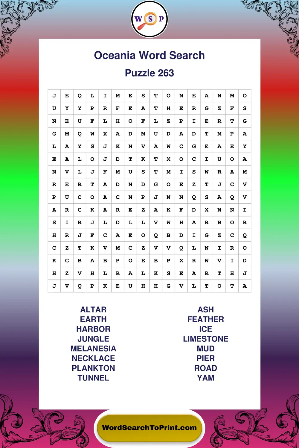 Oceania Word Search Puzzle 263