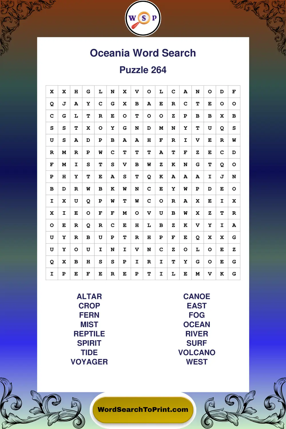 Oceania Word Search Puzzle 264