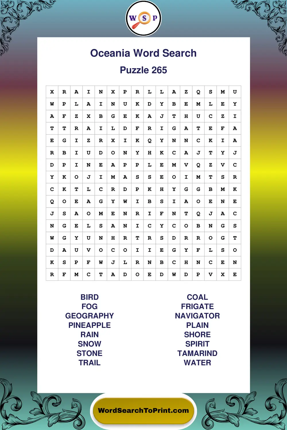 Oceania Word Search Puzzle 265