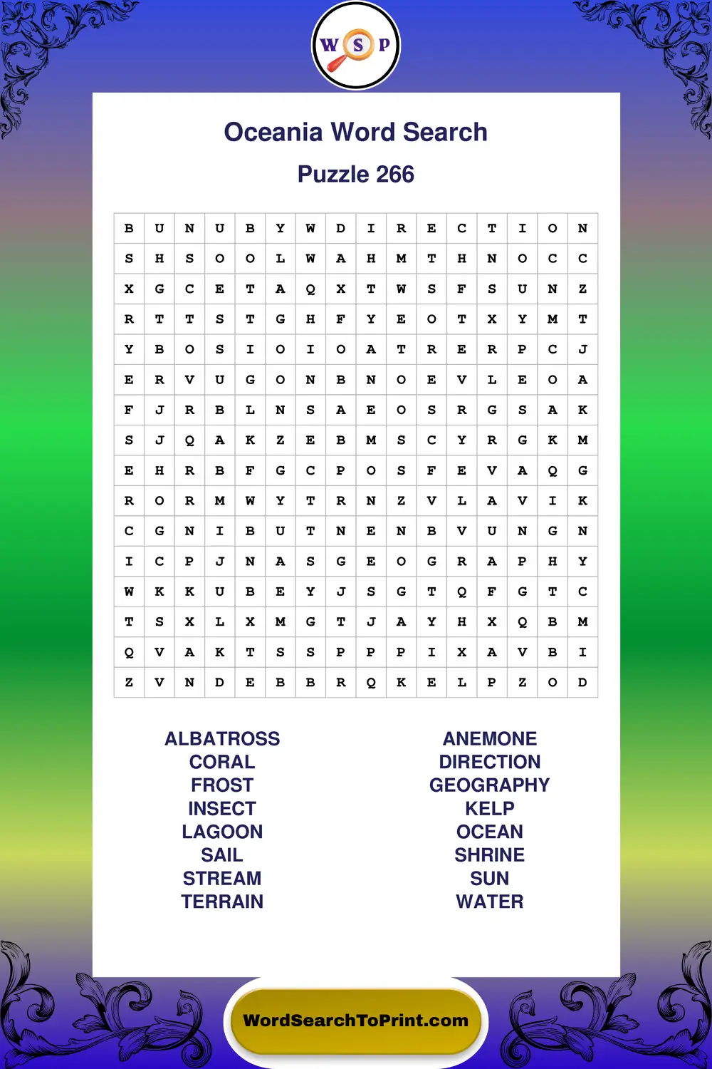 Oceania Word Search Puzzle 266
