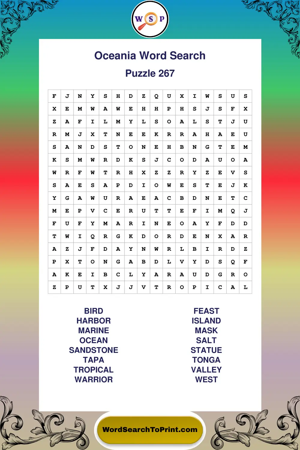 Oceania Word Search Puzzle 267