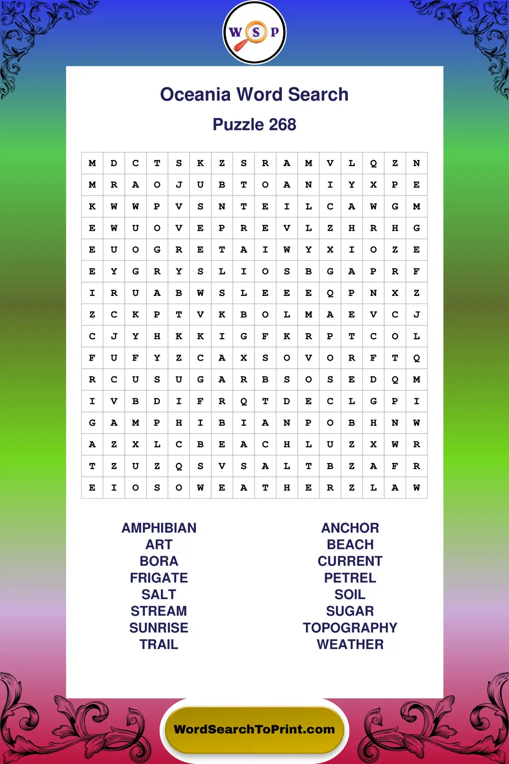 Oceania Word Search Puzzle 268