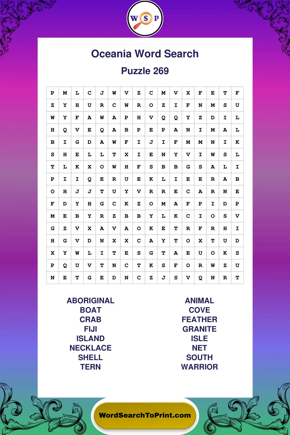 Oceania Word Search Puzzle 269