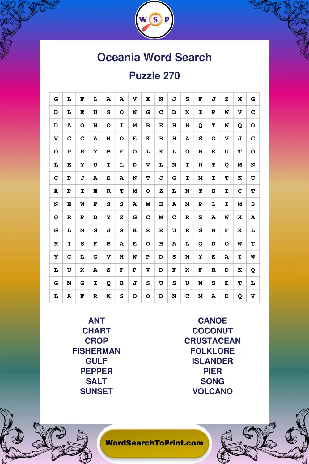 Oceania Word Search Puzzle 270