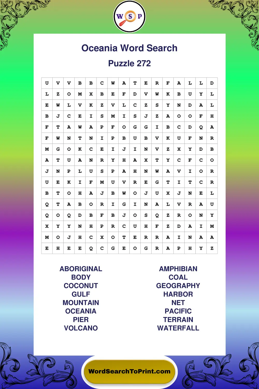 Oceania Word Search Puzzle 272