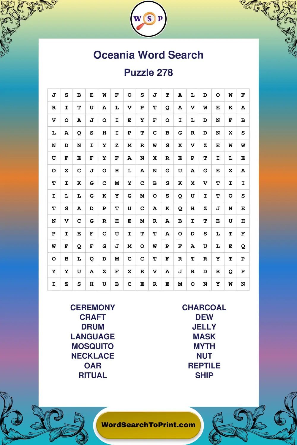 Oceania Word Search Puzzle 278