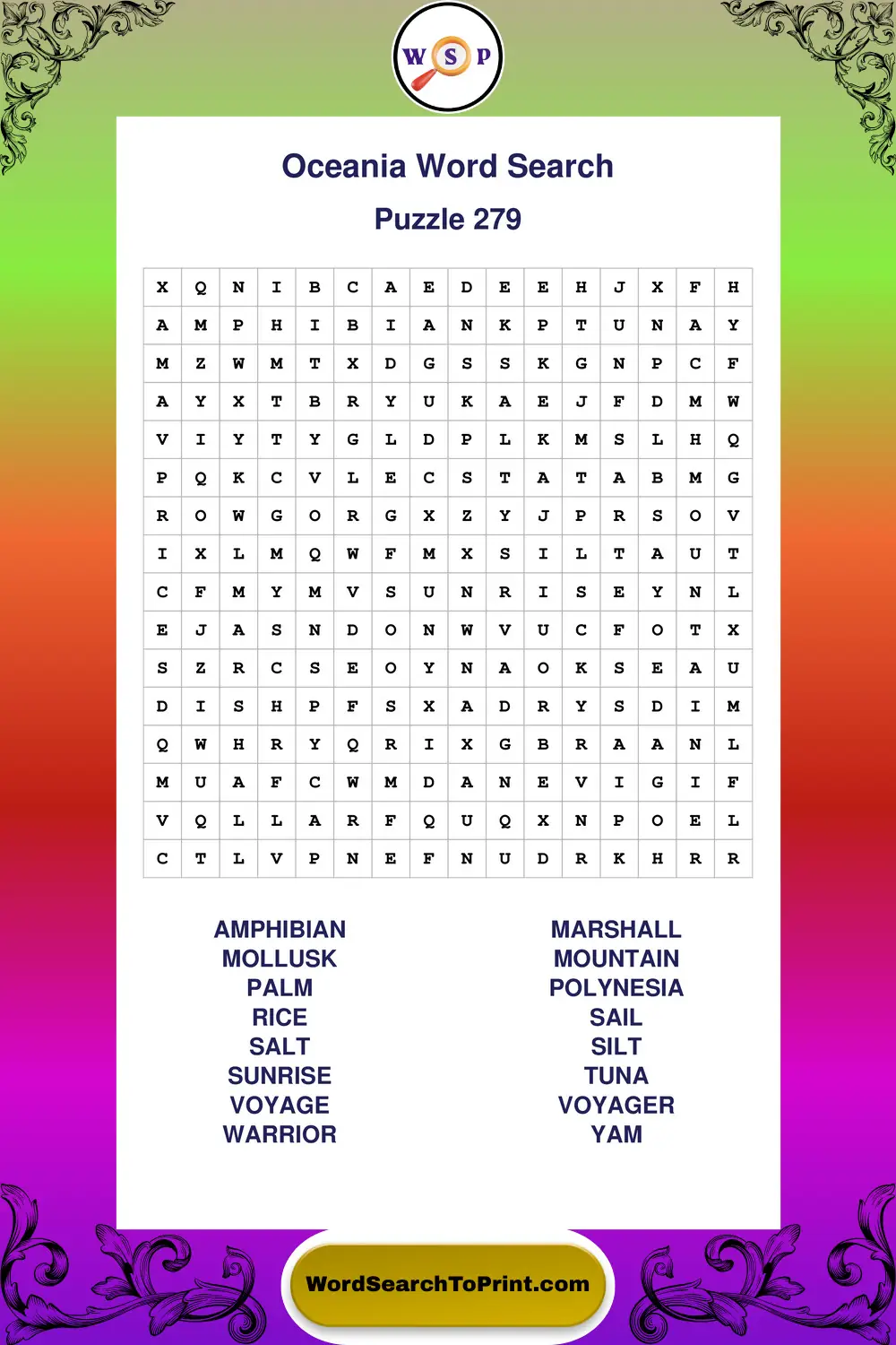 Oceania Word Search Puzzle 279