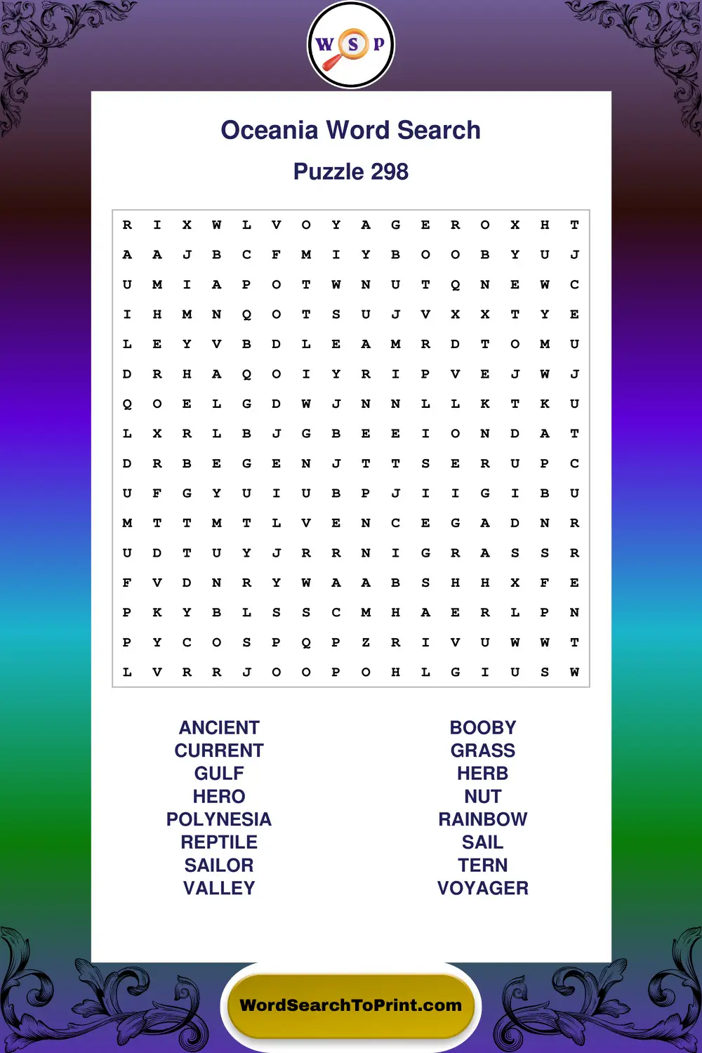 Oceania Word Search Puzzle 298