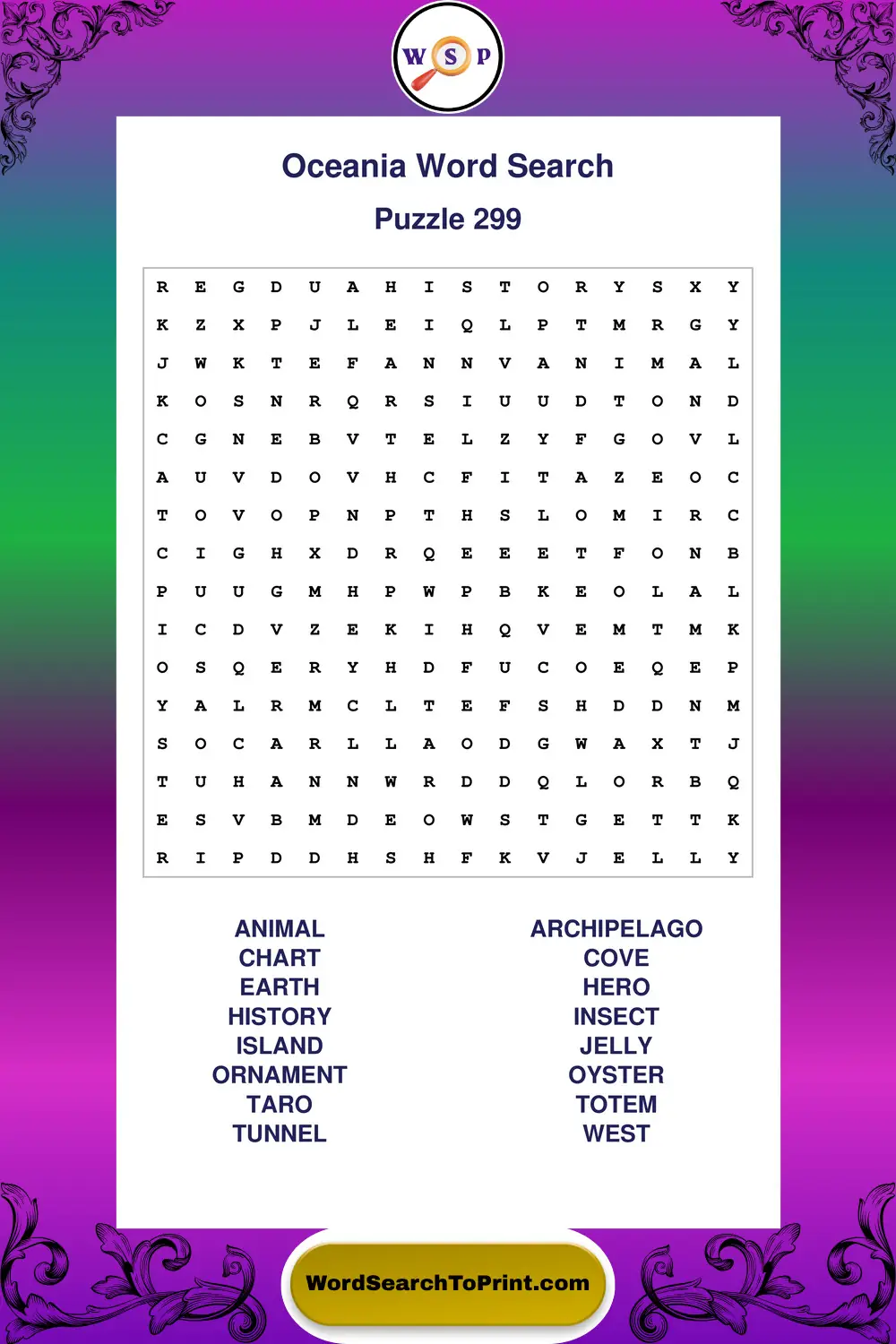 Oceania Word Search Puzzle 299