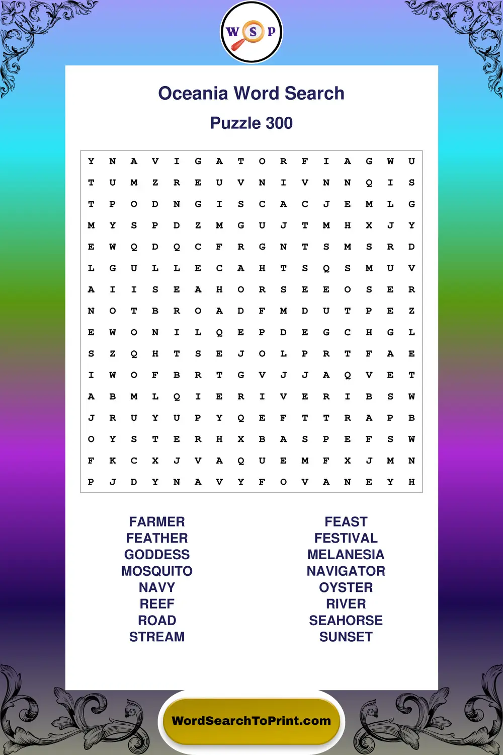 Oceania Word Search Puzzle 300