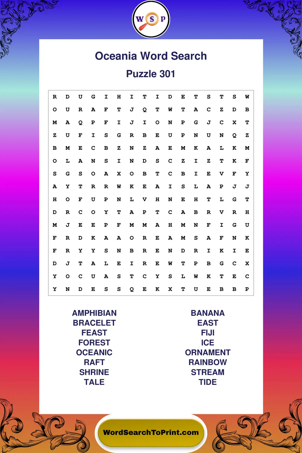 Oceania Word Search Puzzle 301