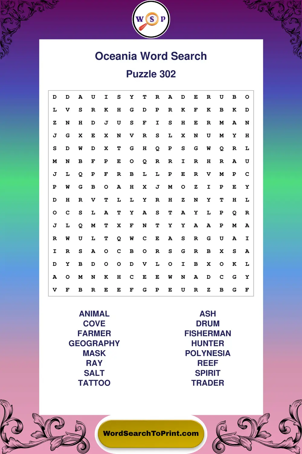 Oceania Word Search Puzzle 302
