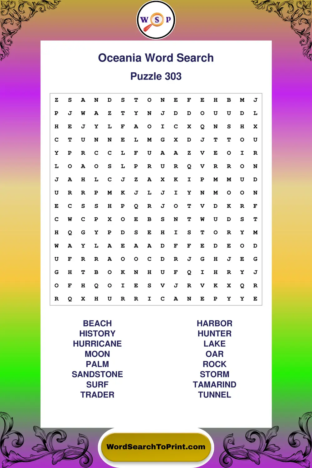 Oceania Word Search Puzzle 303