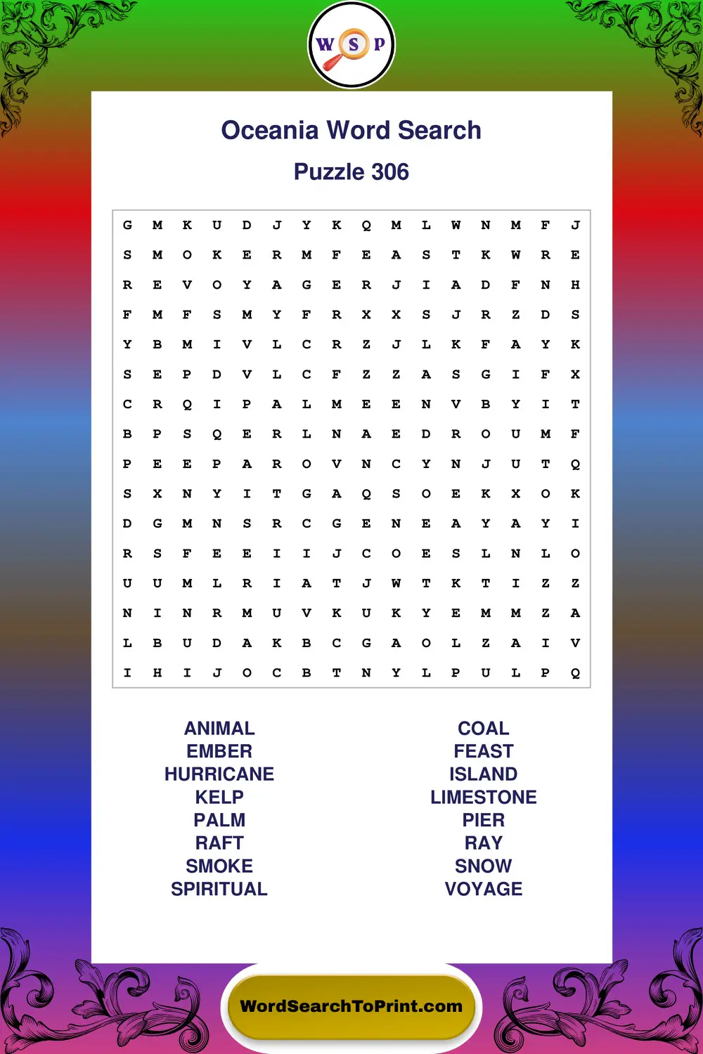 Oceania Word Search Puzzle 306