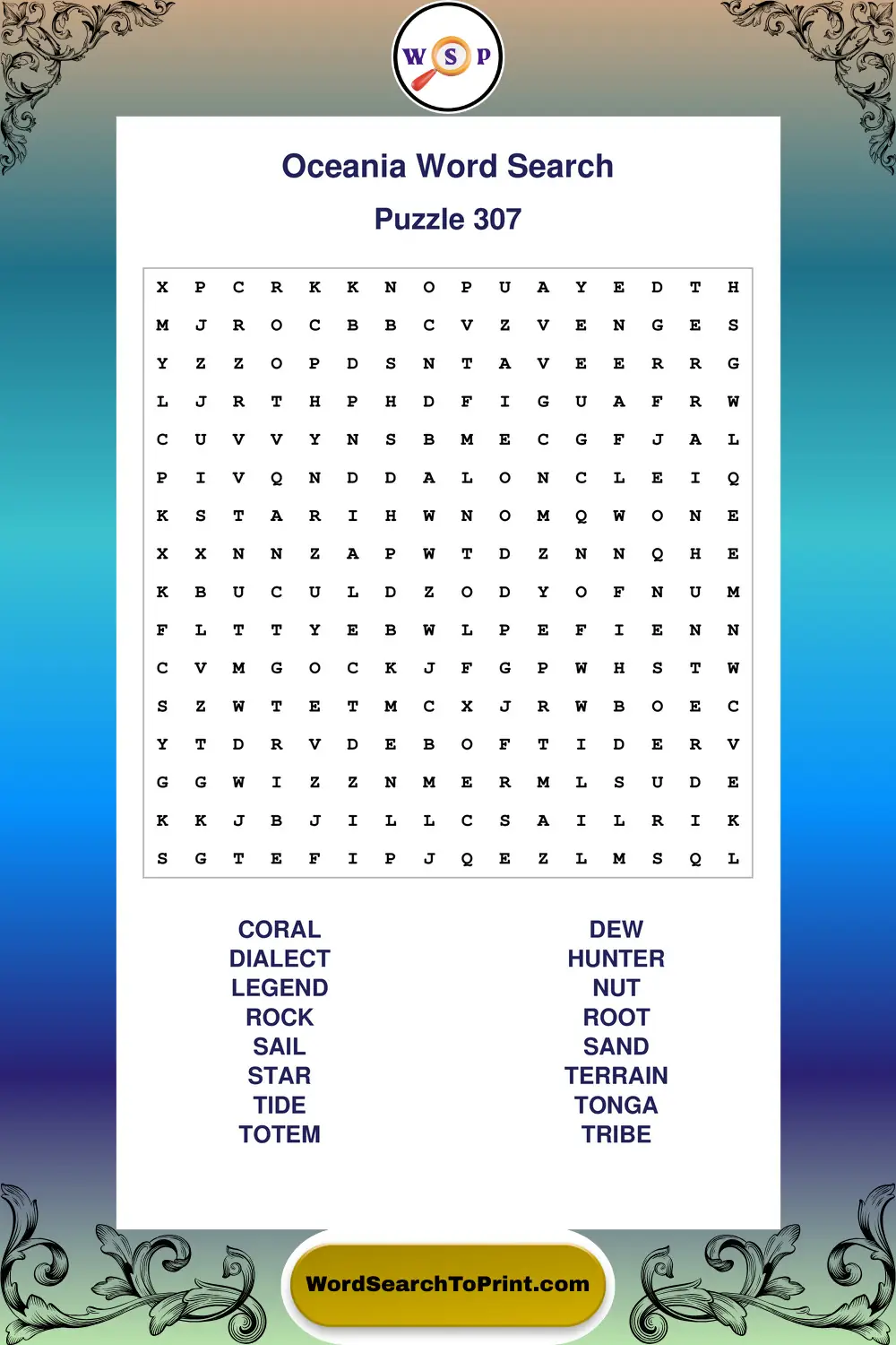 Oceania Word Search Puzzle 307